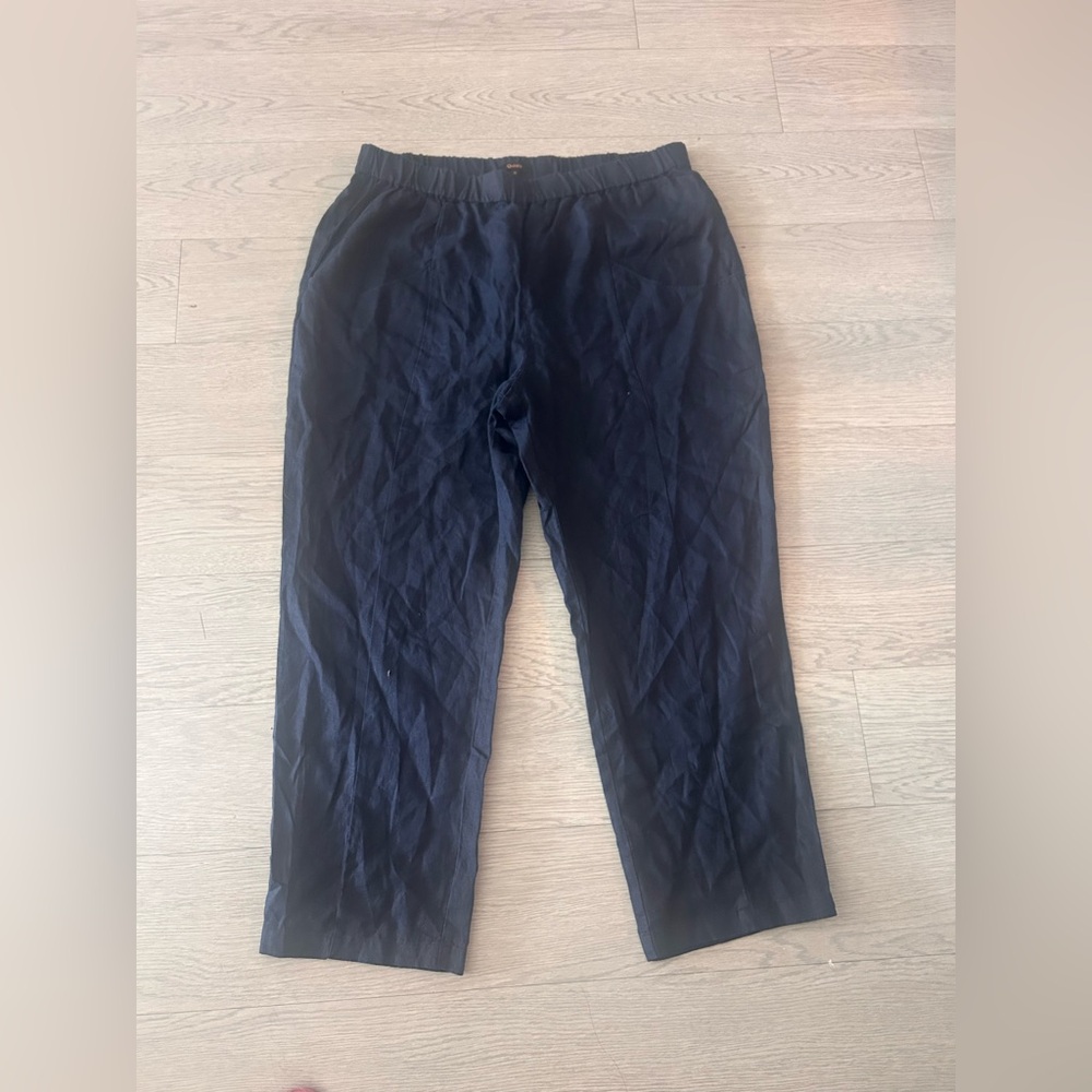 Quince 100% European Linen Pants Tapered Navy Coastal Lagenlook Womens Size XL - Picture 2 of 5